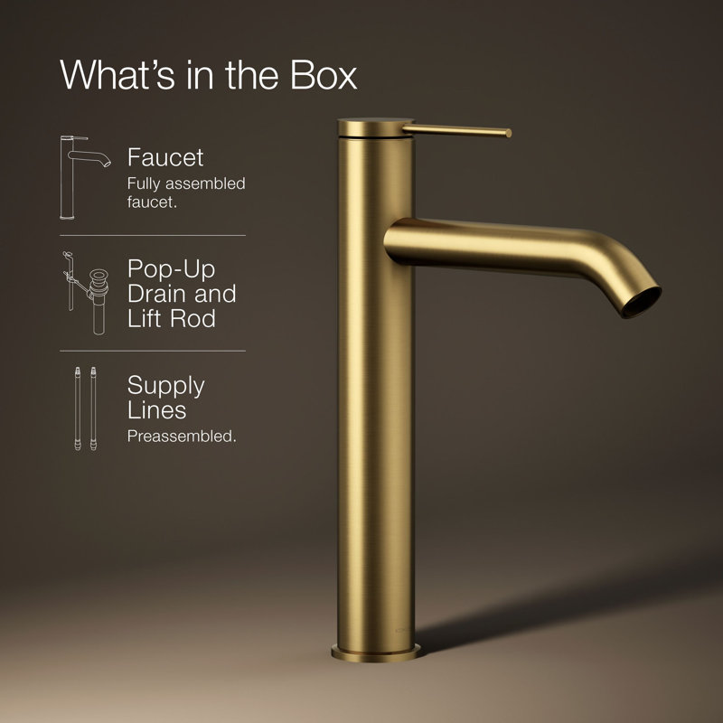 Components Single-Handle Bathroom Sink Faucet, Gold