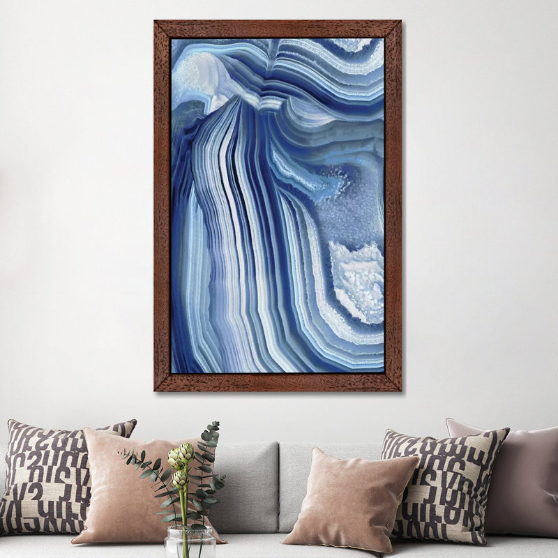 Agate Indigo II by Danielle Carson - Print on Canvas, 101.6 cm H x 66.04 cm W, Brown Floater Framed