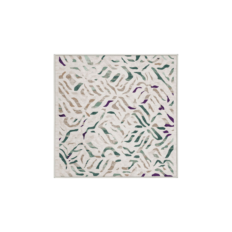 Tapis beige lavable à la machine, Carré 7 pi