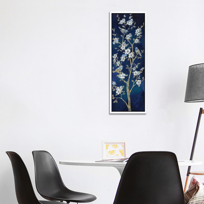 Indigo Spring II by Nan - Panoramic Painting on Canvas, 121.92 cm H x 40.64 cm W, White Framed Canvas