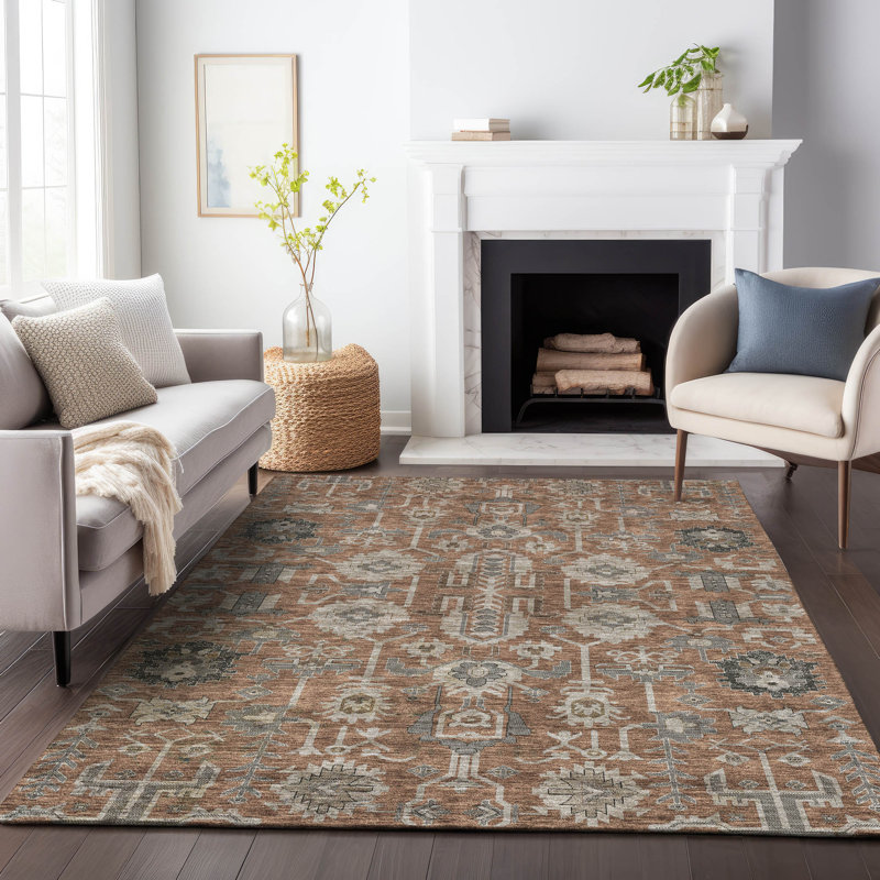 Premium Machine Washable Prisco Paprika Rug, Rectangle 8' x 10'