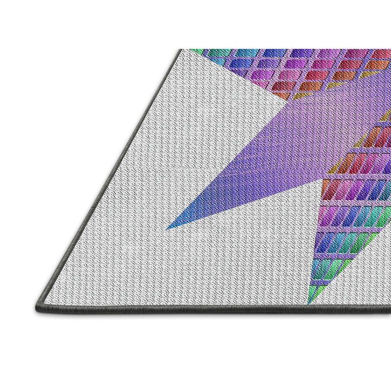 Tapis mauve / bleu / crème, Rectangle 5 pi x 7 pi