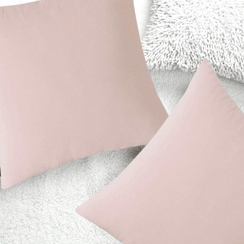 Ensemble de 2 housses de coussin en velours de couleur unie, H 18 po x l 18 po, Rose