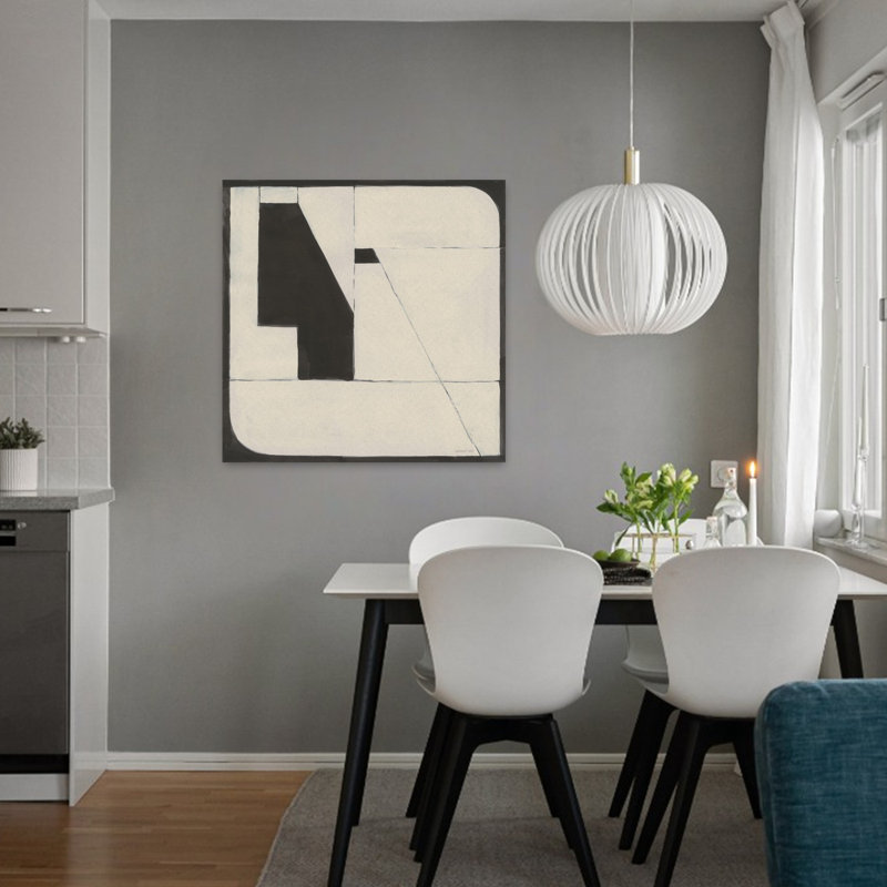 Un jour contemporain avec art abstrait noir, H 32 po x l 32 po