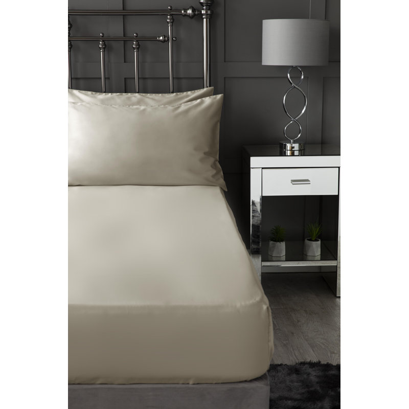 Sateen Fitted Sheet, Super King (6'), Ivory