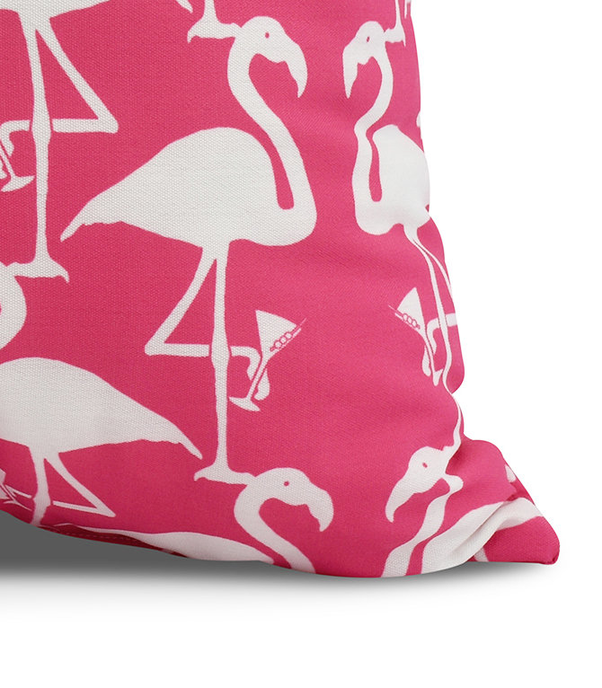 Housse et insert de coussin carré Palm Beach Flamingo, Rose / blanc, 18 po x 18 po