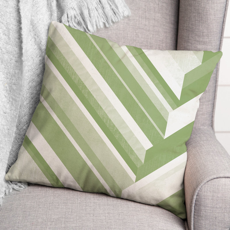 Coussin décoratif intérieur / extérieur à rayures, Vert