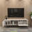 Modern White TV Stand with Gold Accents, 70.9 x 23.1 x 14 inches | 100% Melamine Coated Particle Board, Metal Legs, Multiple Shelves | Wall-Mountable, Additional Storage, Elegant Design for Living Room & Entertainment Spaces