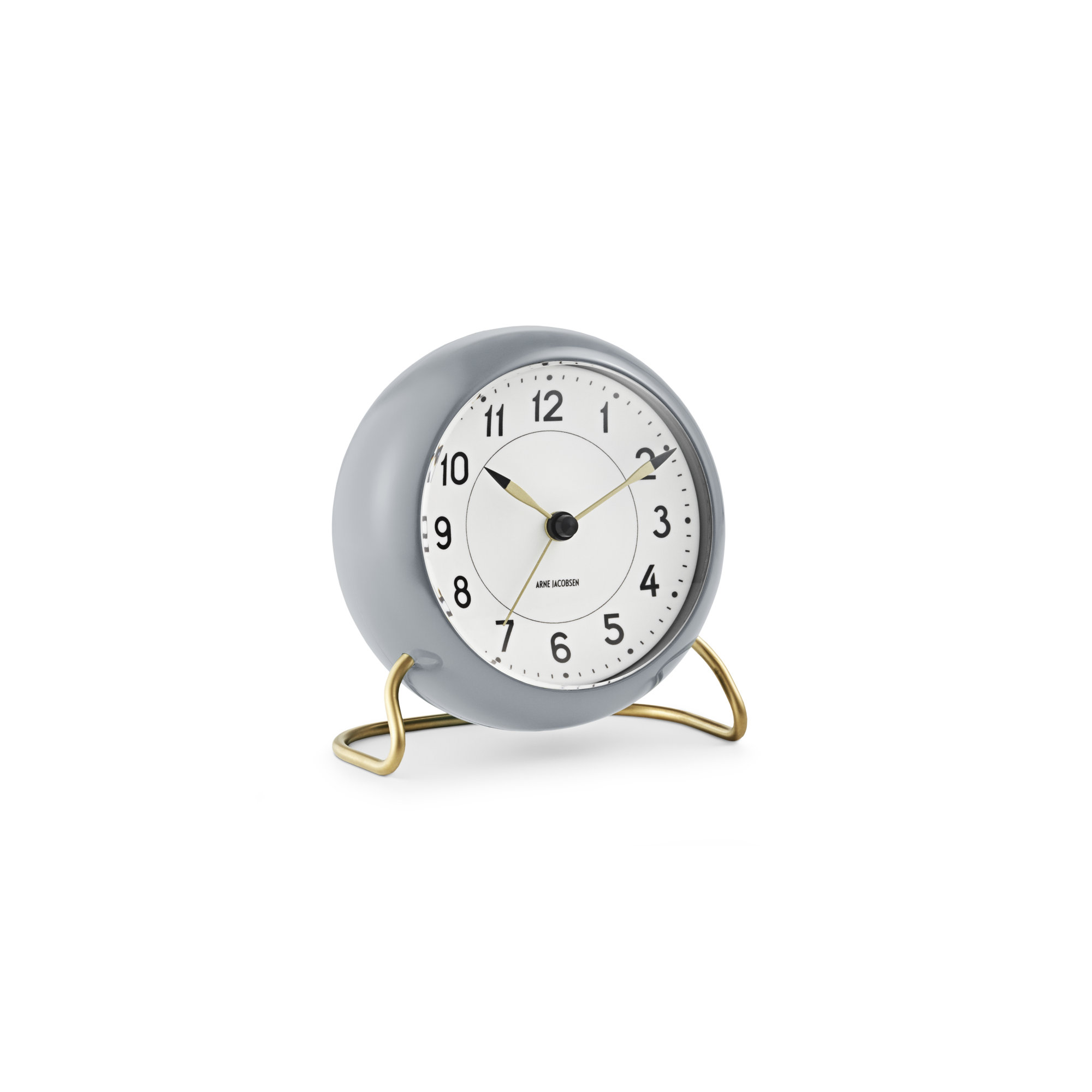 Station Analog Electric Alarm Tabletop Clock, White/Gray/Gold