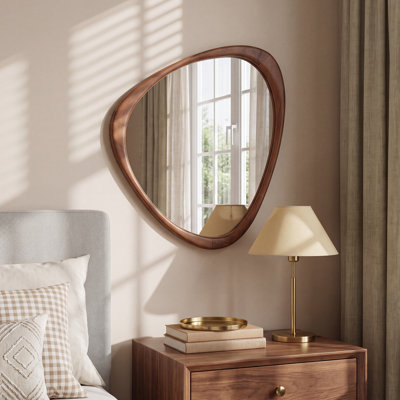 Asymmetrical Wood Framed Accent Wall Mirror