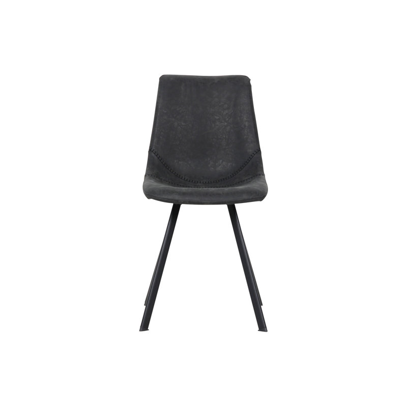 Chaise de salle à manger en cuir Annalise, Noir anthracite, Noir, Simple