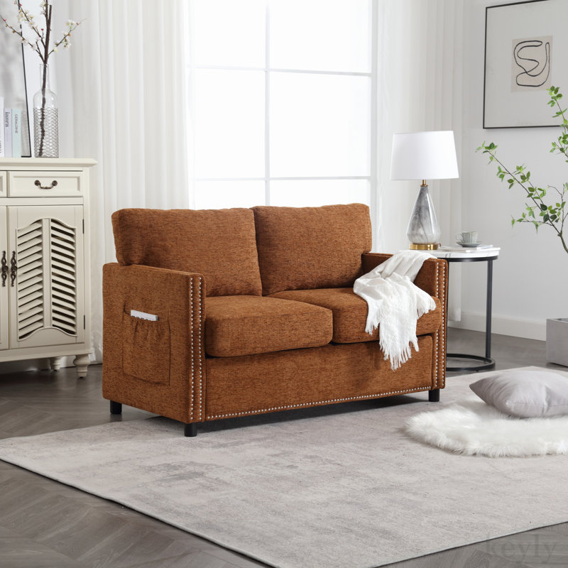 Demandrea 52.36'' Upholstered Loveseat, Brown Chenille
