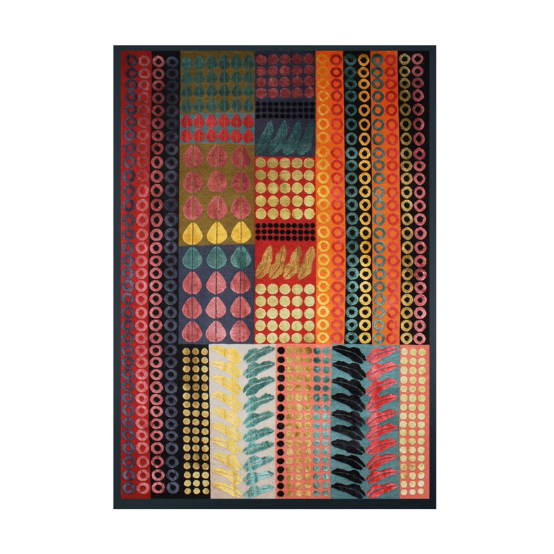Tapis imprimé multicolore à motif abstrait, Tapis de couloir 2 pi 8 po x 7 pi 11 po