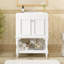 Meuble-lavabo de luxe moderne de 24 po avec lavabo en céramique, meuble de salle de bain avec tablette ouverte et rangement fermé-126232819