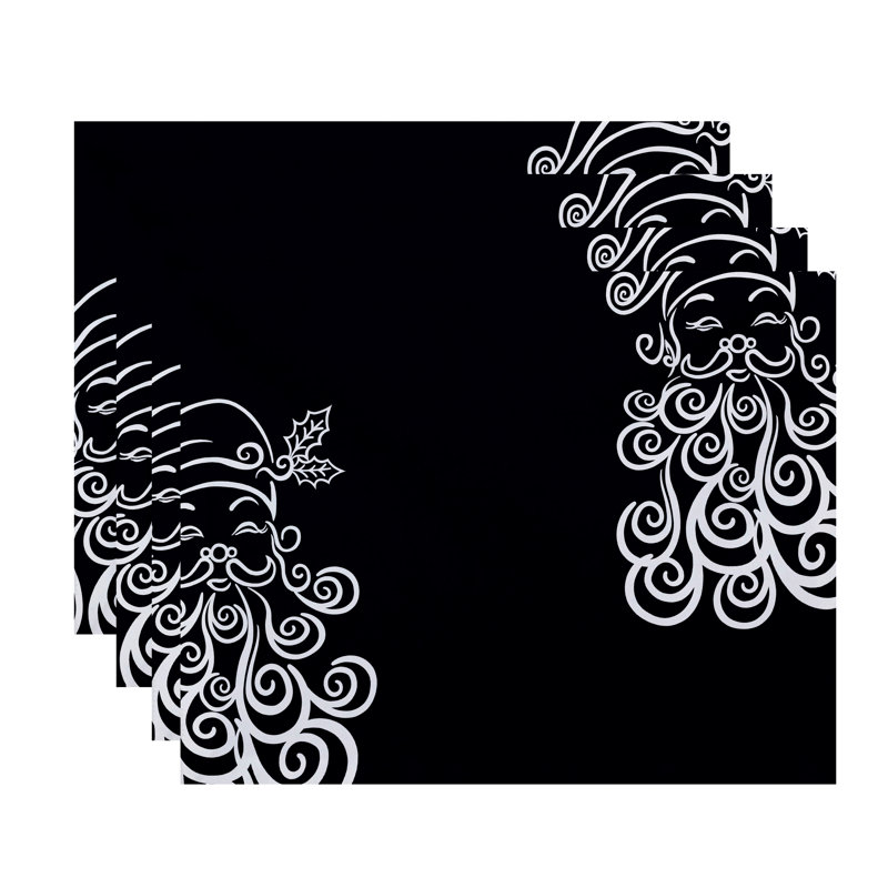 Ensemble de napperons 4 pièces Père Noël, Bleu marine