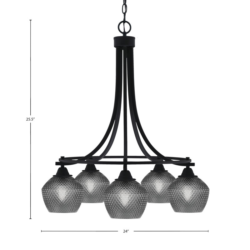 Lustre 5 lumières Paramount, Noir mat, Noir