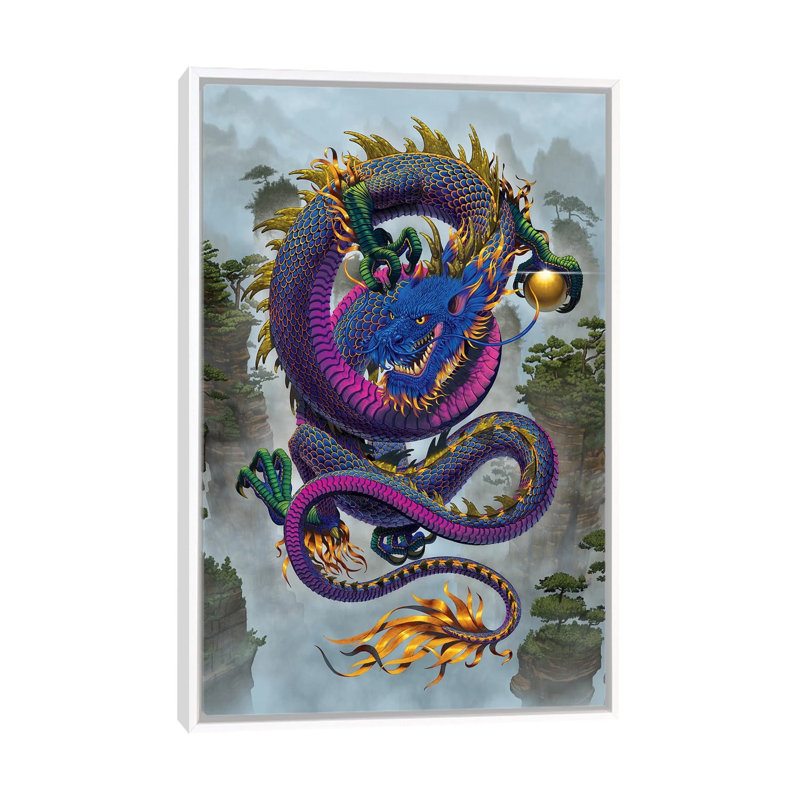 Good Fortune Dragon by Vincent Hie - Print on Canvas, 66.04 cm H x 45.72 cm W, White Framed