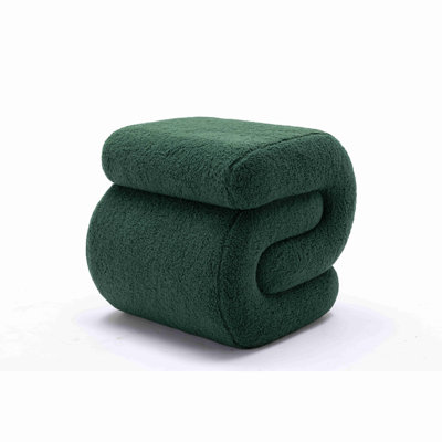 S-Shape Teddy Fabric Ottoman Makeup Stool Footstool