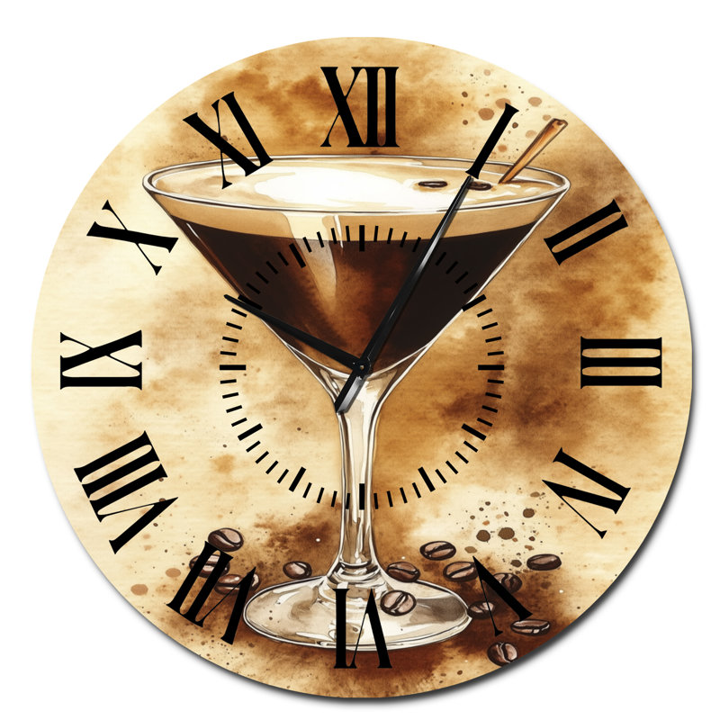 Horloge murale de cuisine en métal « Heure de l'Espresso Martini », Surdimensionné
