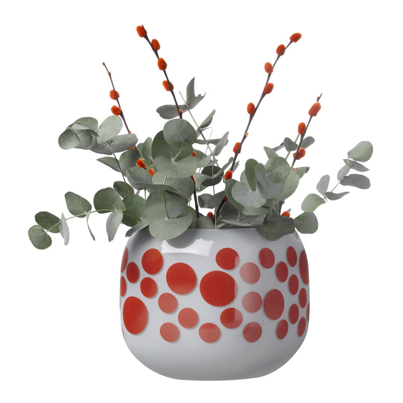Iris Apfel Handmade Lead Free Crystal Table Vase, Red Dotted