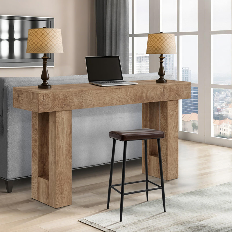 Console 63 pouces rustique Farmhouse, Brun rétro