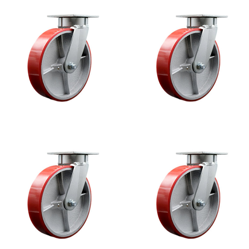 Poly on Steel Caster, Red
