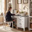 Bureau de direction 54 po, bureau d'ordinateur avec tiroirs, blanc