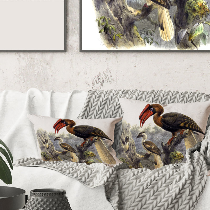 Oiseaux australiens rétro Vintage - coussin traditionnel imprimé, 16" x 16"