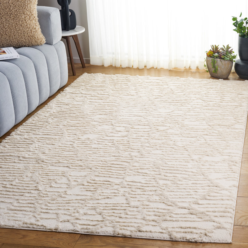 Tapis ivoire à poils longs Seattle 912 Seattle, Rectangle 5 pi 3 po x 7 pi 6 po