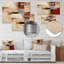 «Cubist Red Beige Colorfields - Abstract Collages», reproduction d'art mural-590635681-590635685