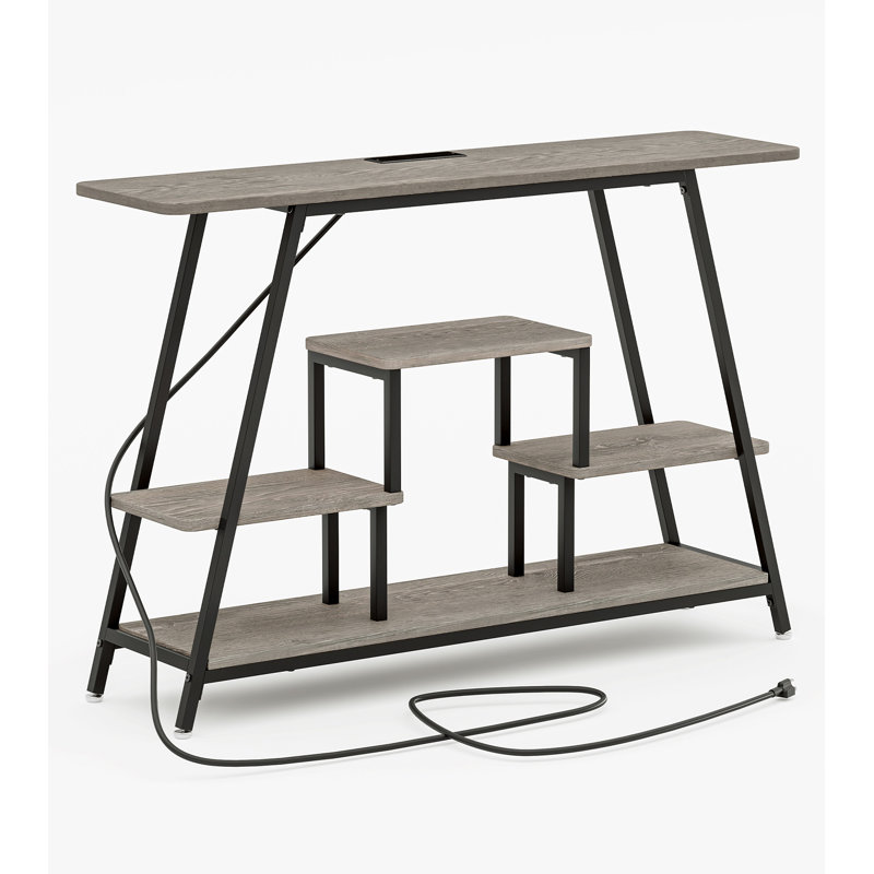 47.28'' Console Table with Charging Station, Gray