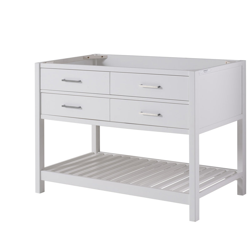 Harrison 48" W Modern Shaker Soft Close Doors Vanity Cabinet with Drawers and Open Storage Shelf