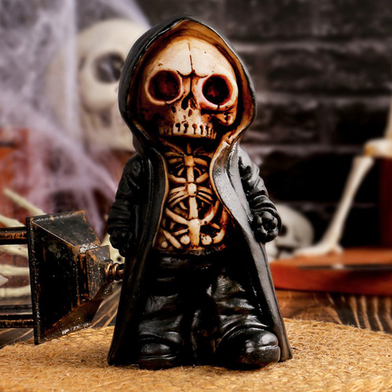 Figurines de squelette sympas, figurine de collection de petite statue d'Halloween en squelette, décor de bureau de bureau de maison mignon