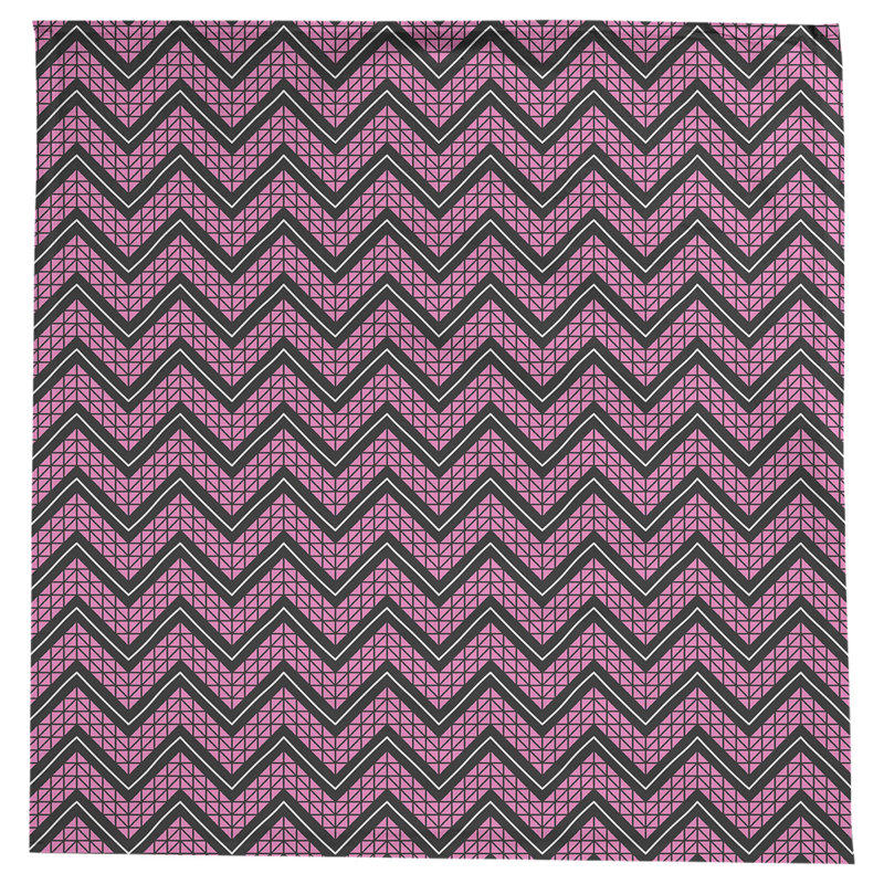Stephenie Classic Hand Drawn Chevrons Tablecloth, Pink/Black/White