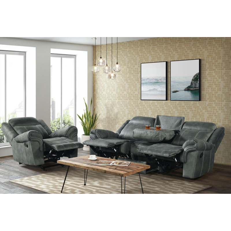 Neelah 40" Wide Manual Glider Standard Recliner, Black 100% Polyester