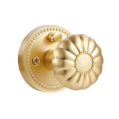 SORWDUERM Boutons de porte dorés Bouton de porte d'intimité Bouton de porte en laiton satiné Boutons de porte dorés intérieurs brossés pour chambre à coucher et salle de bain, paquet de 1 en alliage de zinc