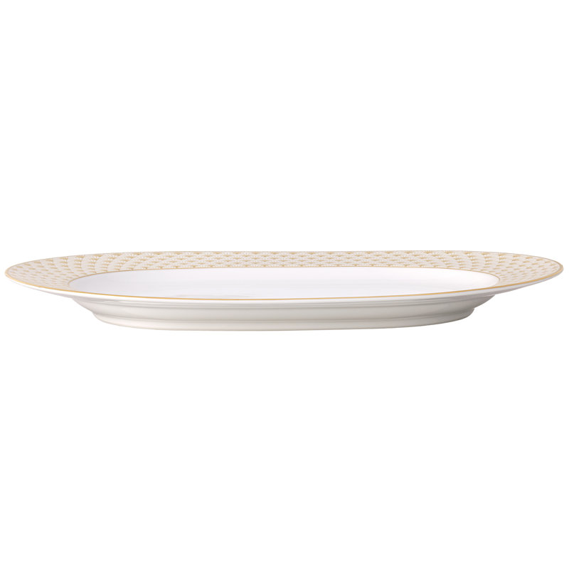 Plateau ovale en or 16 po Noritake Trocadero, Beige, L 16 po x L 12 po x H 1,5 po