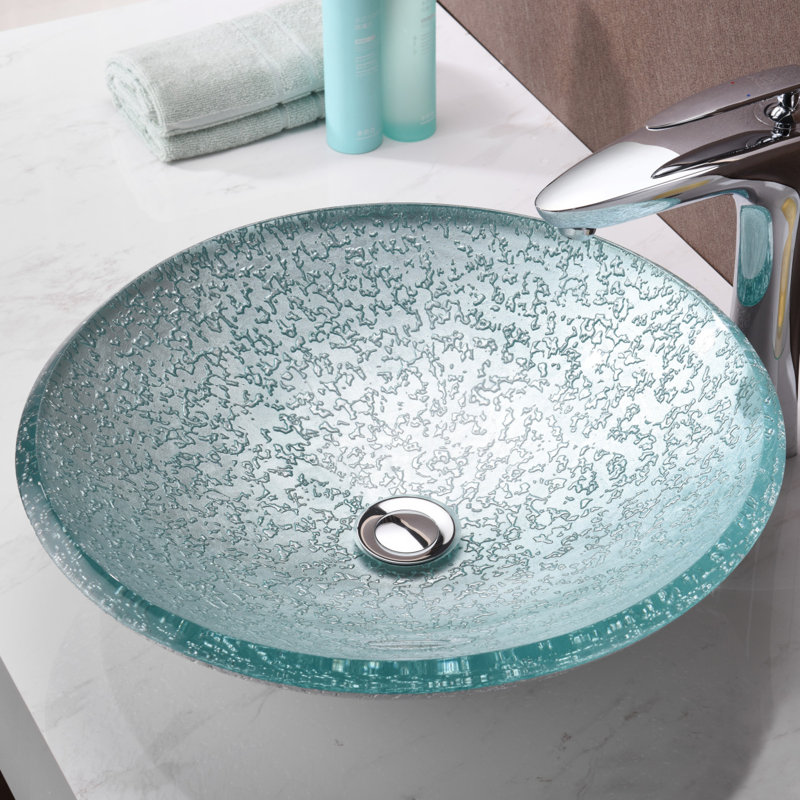 ANZZI Arc 18.1 " Tempered Glass Circular Bathroom Sink