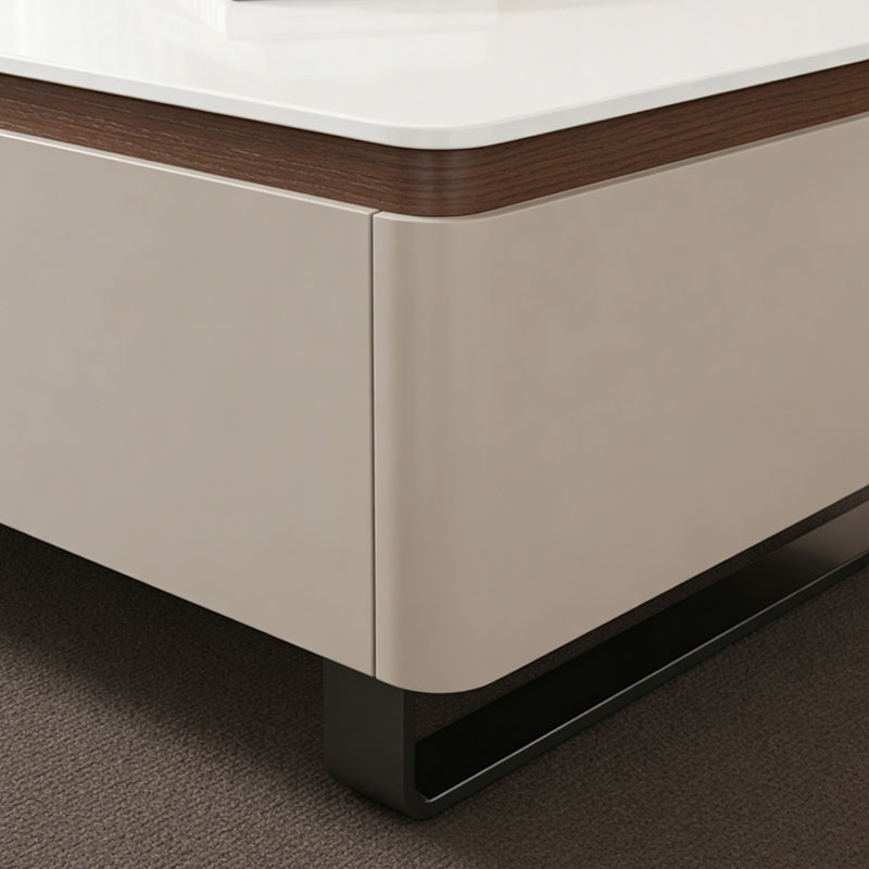 Table basse de luxe à panneau de rangement en granit, H 16,5 po x L 55,1 po x l 27,6 po