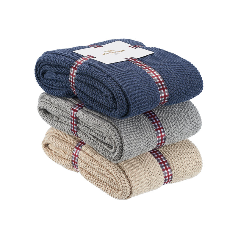 Knitted Throw Blanket, Sand
