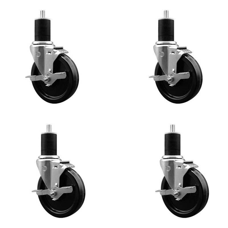 Ensemble de roulettes extensibles pivotantes Phœnol 1-3 / 4 pouces avec frein SCC