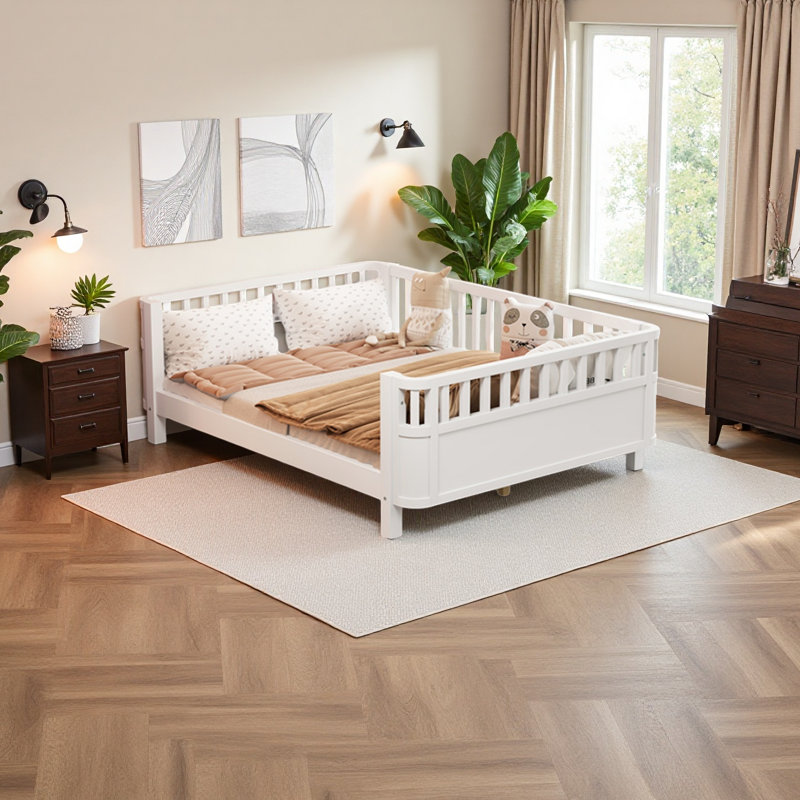 Wood Platform Bed, Full, White