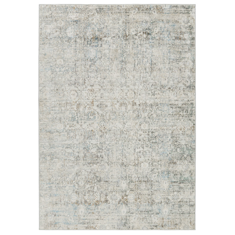 Tapis gris / bleu clair / ivoire Youngblood, Rectangle 6 pi 7 po x 9 pi 6 po