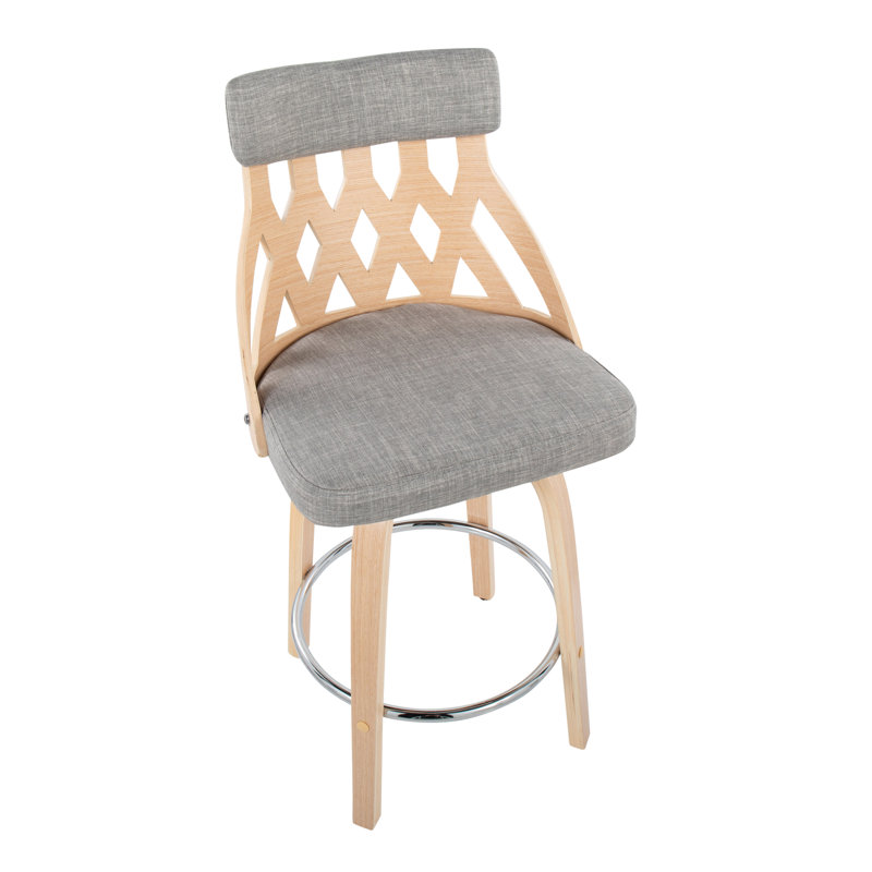 Tullyrusk Swivel Upholstered Counter Stool with Solid Wood Frame, Light Grey