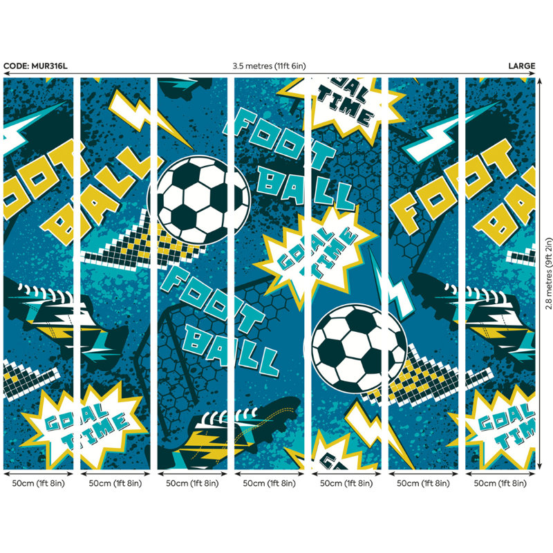 Amot Matte Wall Mural, Teal, 280cm L x 350cm W