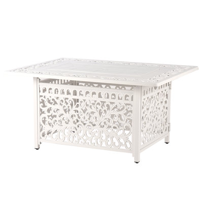 Justina Rectangle Aluminum Propane Smokeless Fire Pit Table with Hidden Fuel Tank