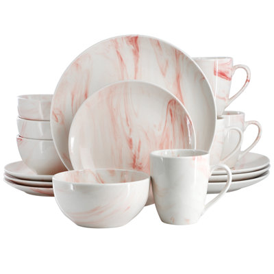 Wrought Studio™ Fine Marble 16 Piece Porcelain Dinnerware Set