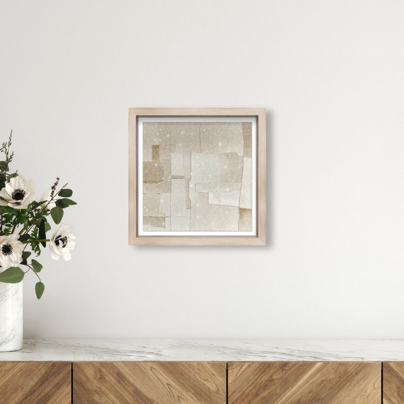 Vanilla Shadowbox Abstract Print by Oliver Gal, Black Frame, 12 x 12, 13.5"H x 13.5"W, Natural Oak Shadowbox