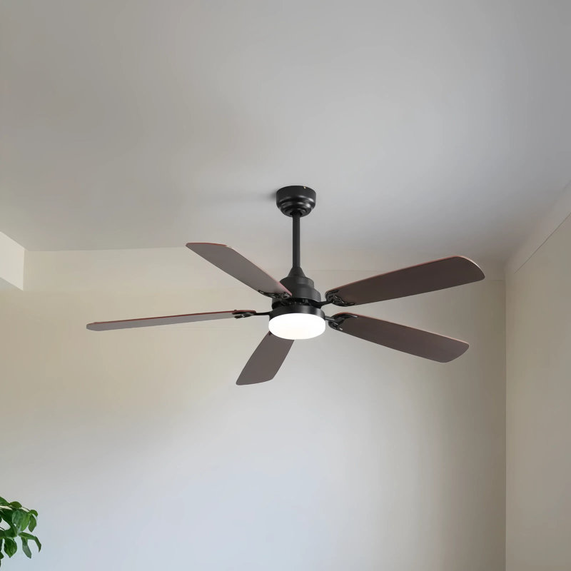132.1Cm Ceiling Fan with Remote Control and Light Kit Included, Matte Black, Matte Black