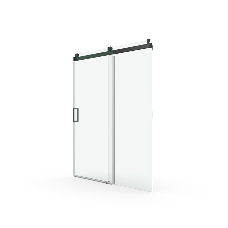 Porte de douche sans cadre en verre trempé noir mat